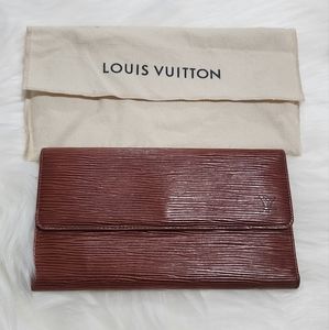 Authentic Louis Vuitton Epi Brown Wallet with flaws